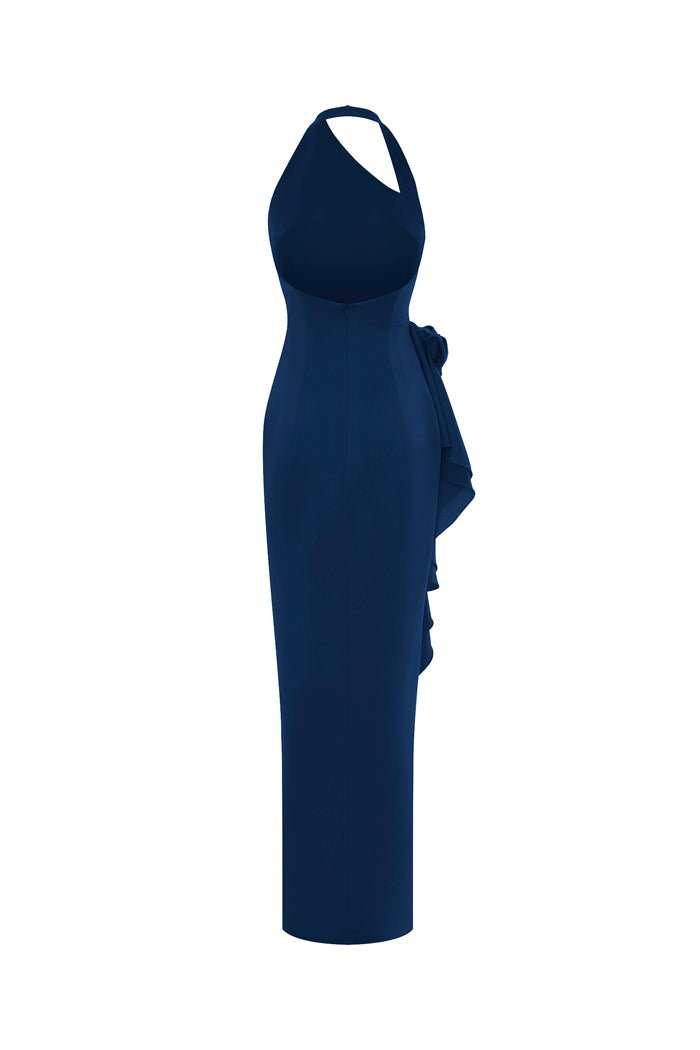 Flower embellished satin maxi dress – Rasario