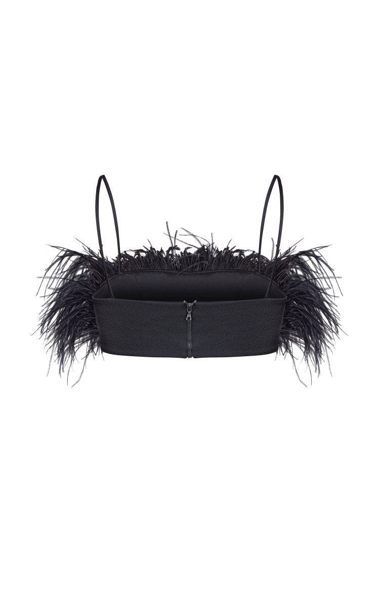 Fringe satin cropped top – Rasario