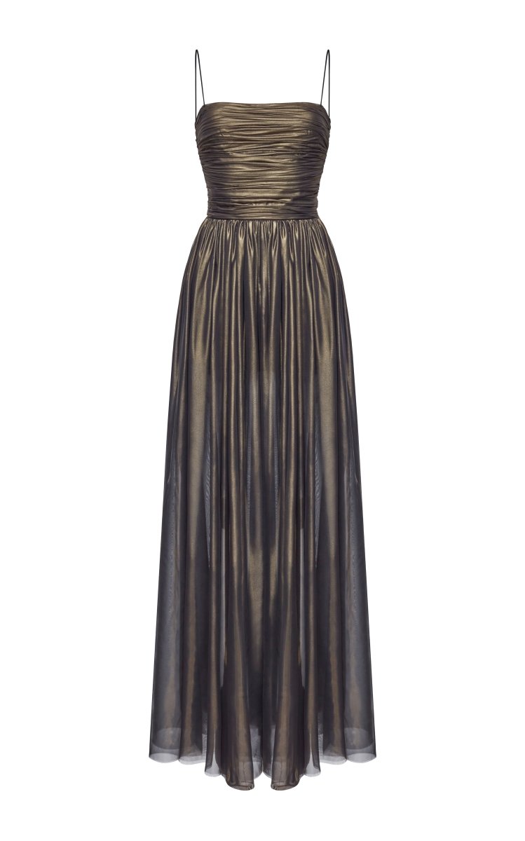 Gathered corset chiffon maxi dress – Rasario