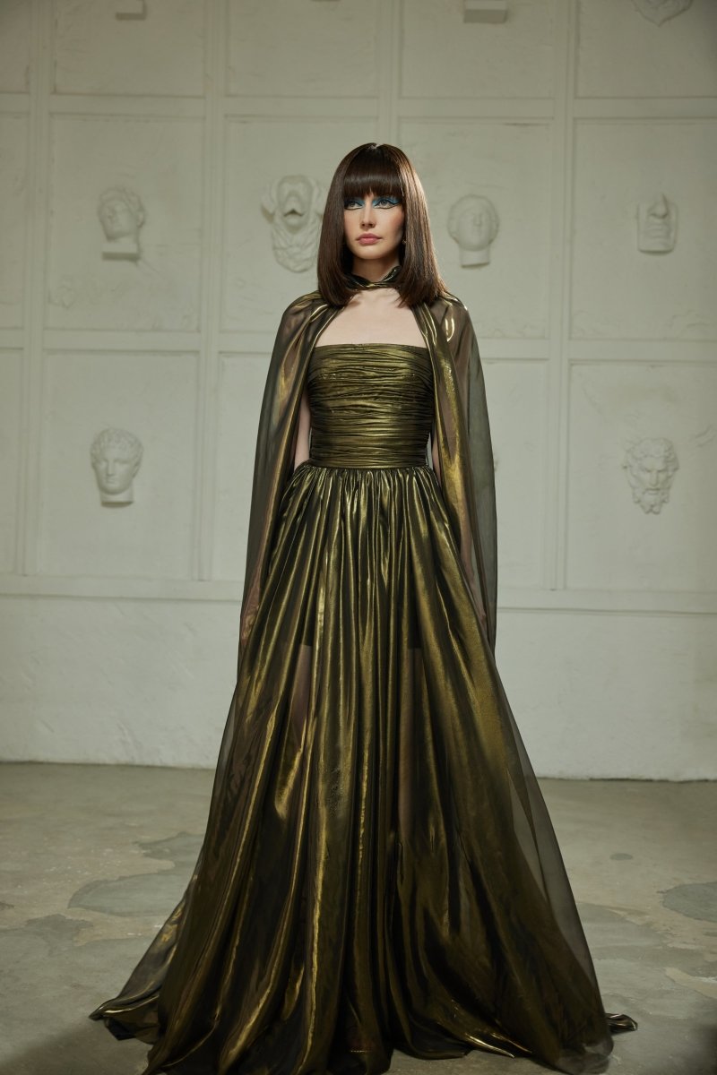 Gathered corset chiffon maxi dress – Rasario