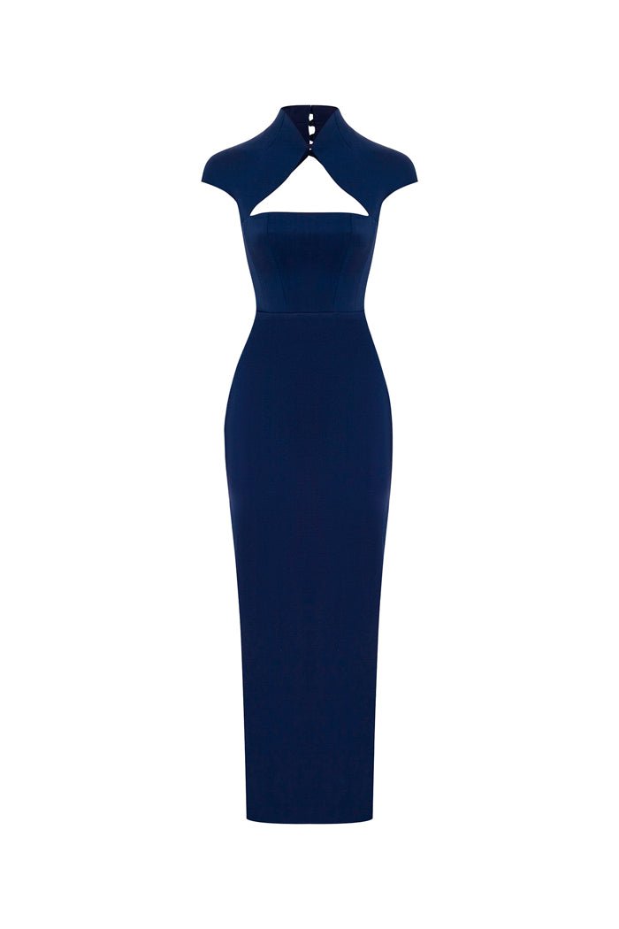 Long midi corset satin dress with a side slit – Rasario