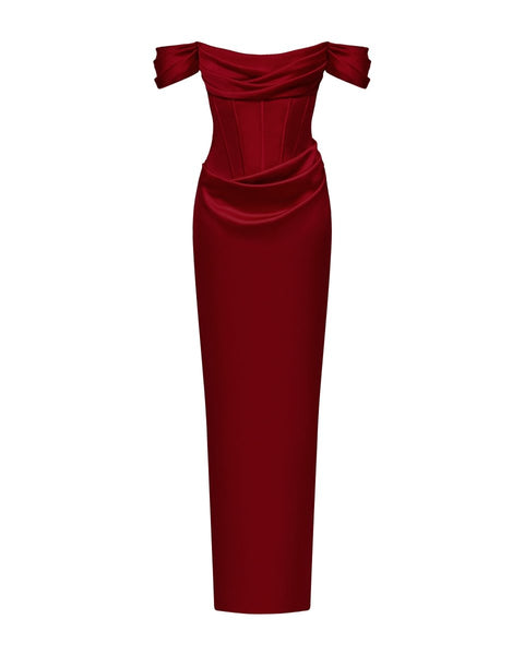 rasario off the shoulder dress Off-the shoulder lace and satin corset midi dress  Color: Pink  RASARIO  Online Boutique