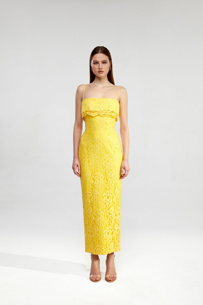 Off-the-shoulder lace long midi dress – Rasario