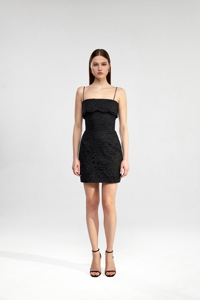 Off-the-shoulder lace mini dress – Rasario