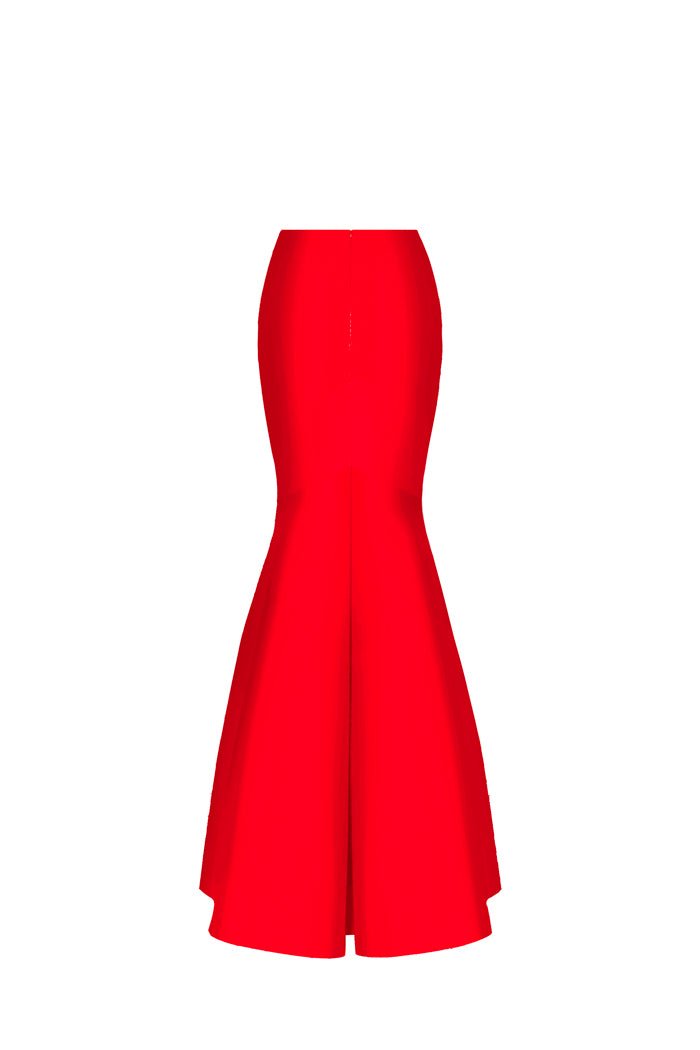 Printed satin maxi skirt with a train – Rasario