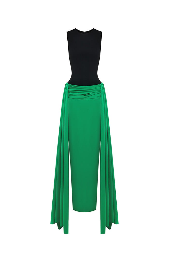 Satin and biflex gown with a train – Rasario