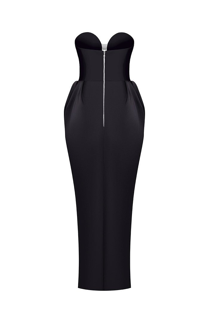 Satin corset long midi dress with a bow – Rasario