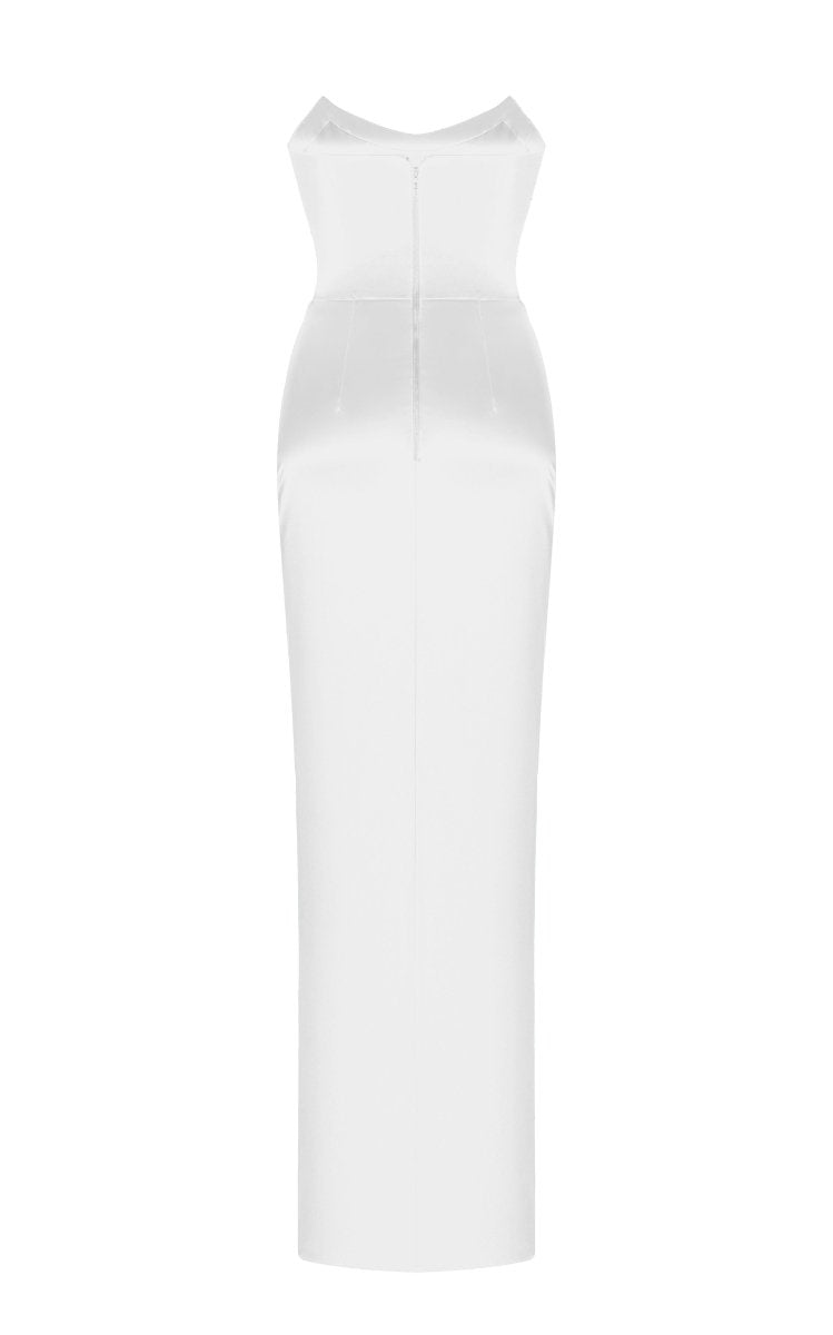 Satin corset maxi dress with draped skirt – Rasario