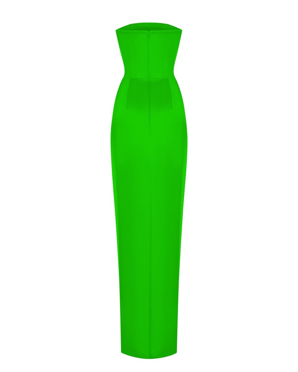 Satin corset maxi dress with lacing – Rasario