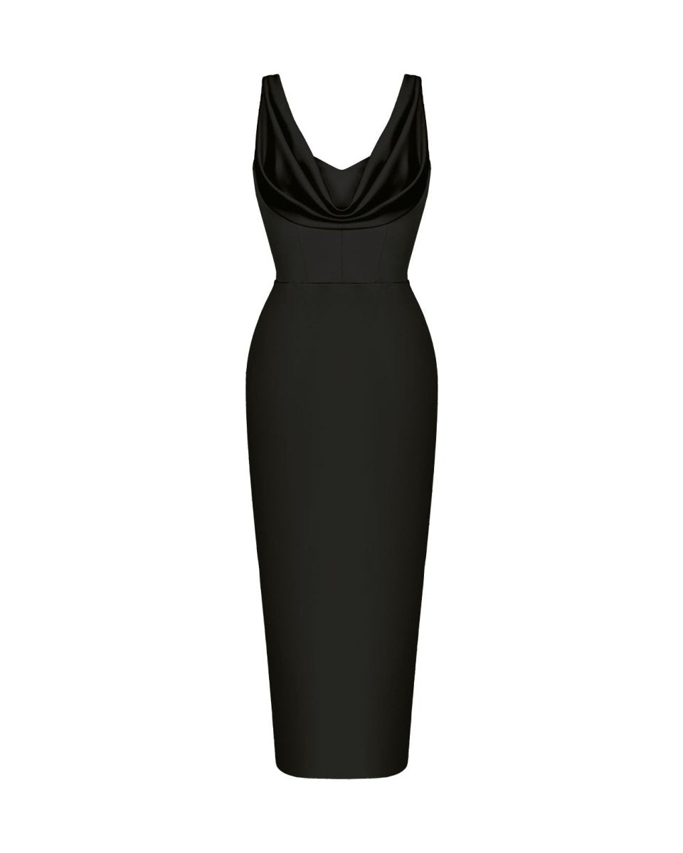 Satin draped midi dress – Rasario