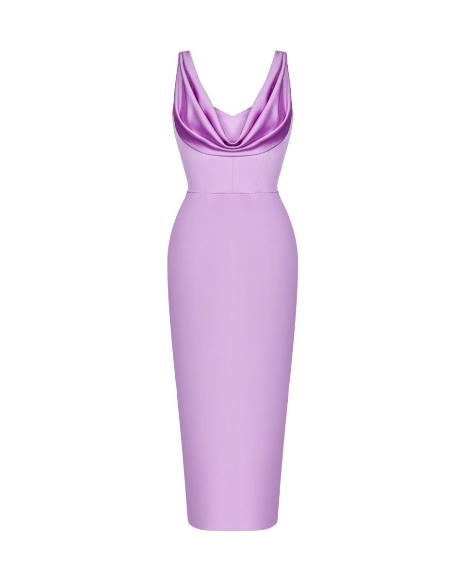 Satin draped midi dress – Rasario