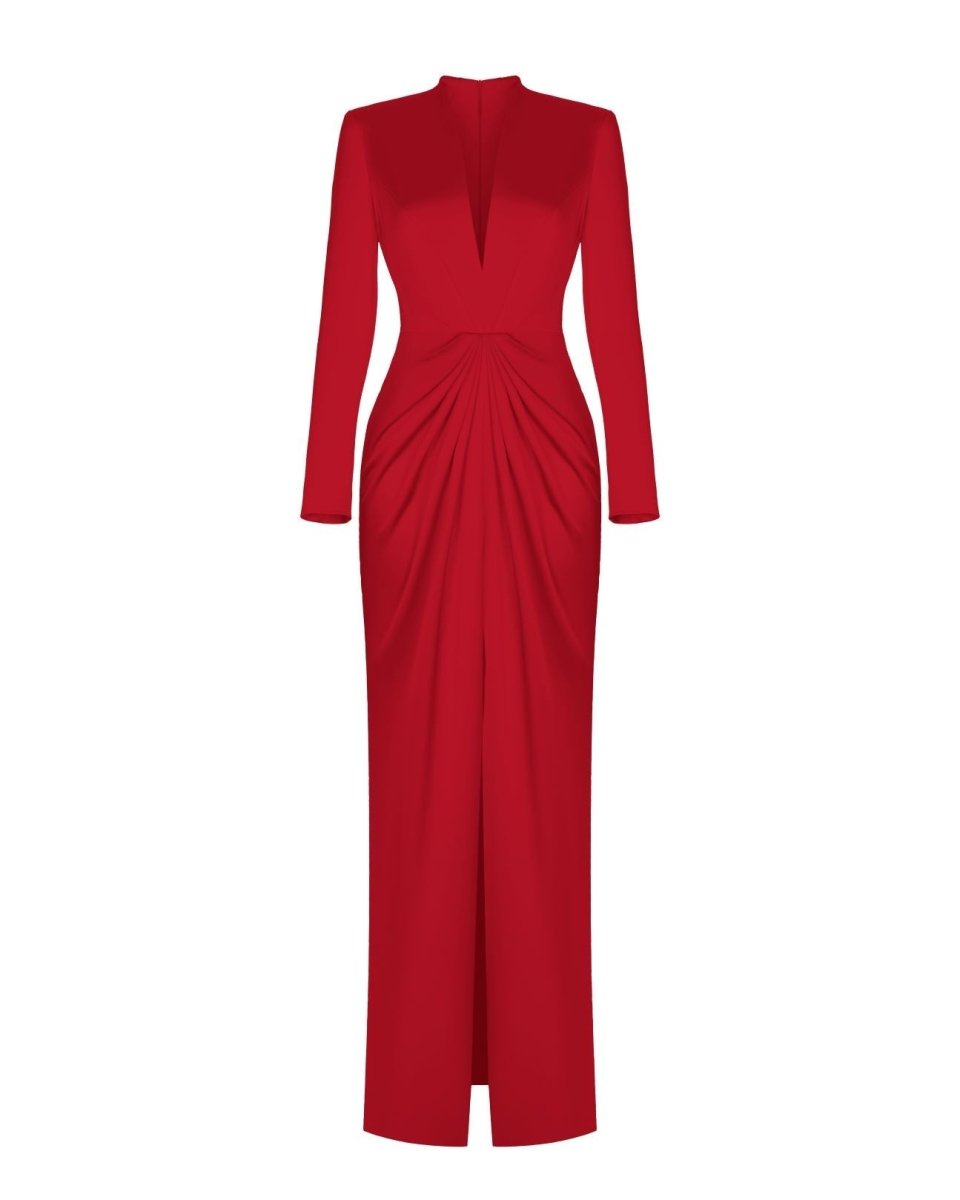 Satin gown with draped skirt – Rasario