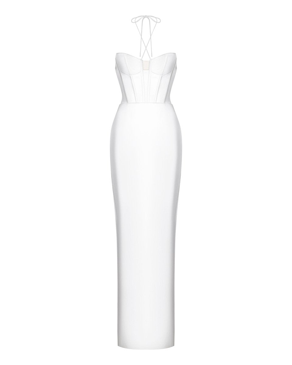 Satin maxi bustier dress – Rasario