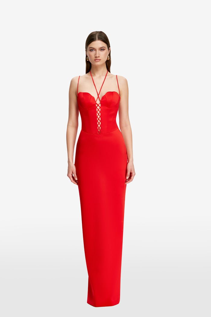 Satin maxi bustier dress – Rasario