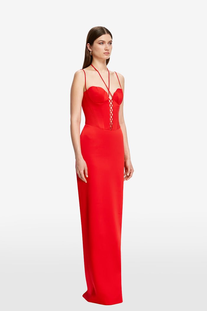 Satin maxi bustier dress – Rasario