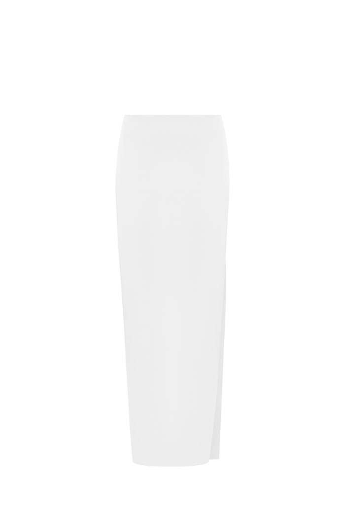 Satin maxi skirt with a side slit – Rasario