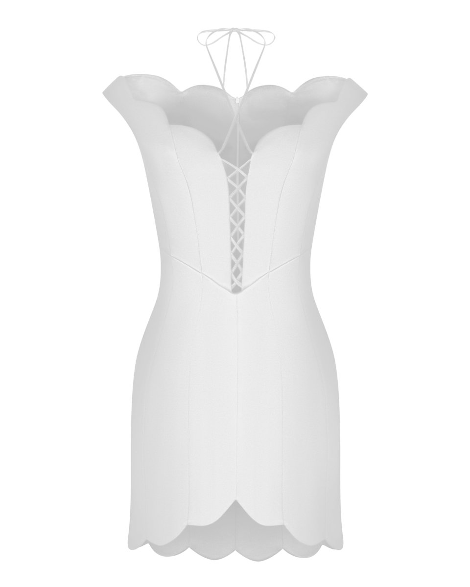 Satin mini dress with lacing – Rasario