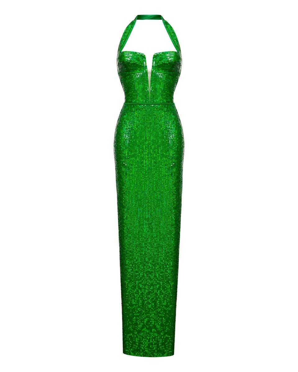 Sequined maxi dress with cutout – Rasario