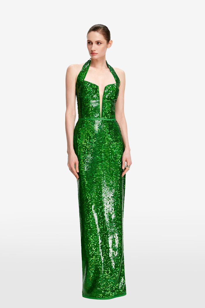 Sequined maxi dress with cutout – Rasario