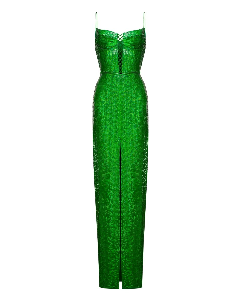 Sequined maxi dress with lacing – Rasario