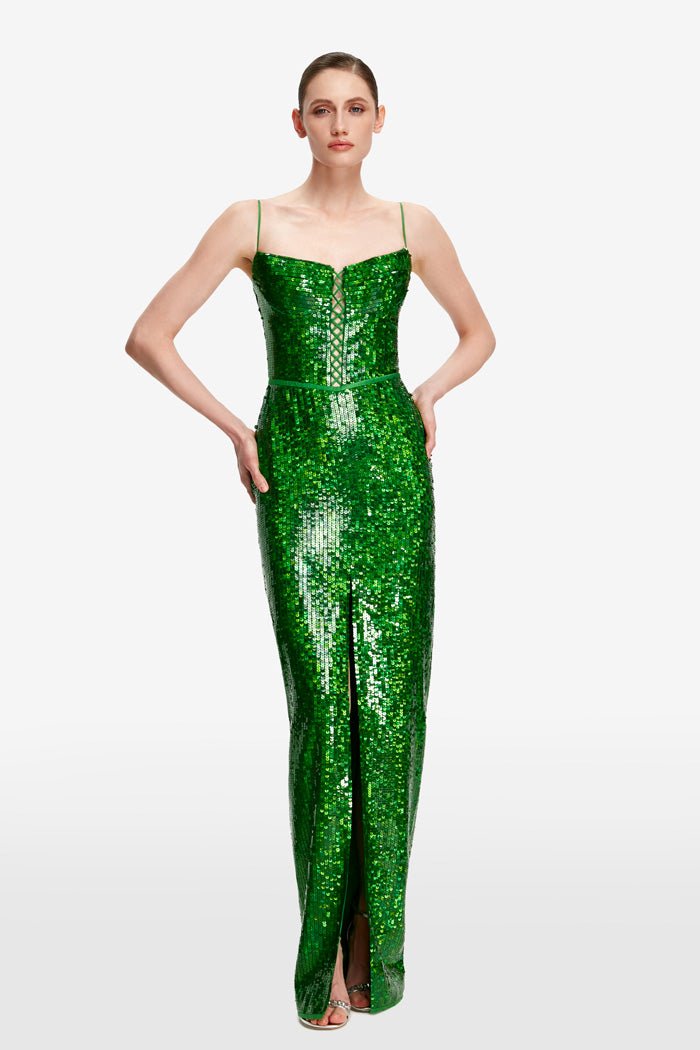 Sequined maxi dress with lacing – Rasario