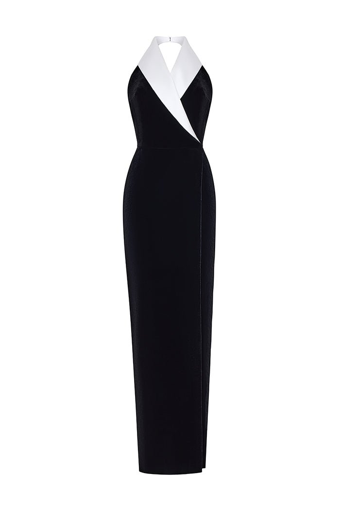 black and white slit dress Velvet satin maxi with a side – Color: Black-White – RASARIO Online Boutique 36 (FR) / Black-White flowy silk summer-shop type-party-dresses Shoes For Crews Women's US Child Size:Child-8