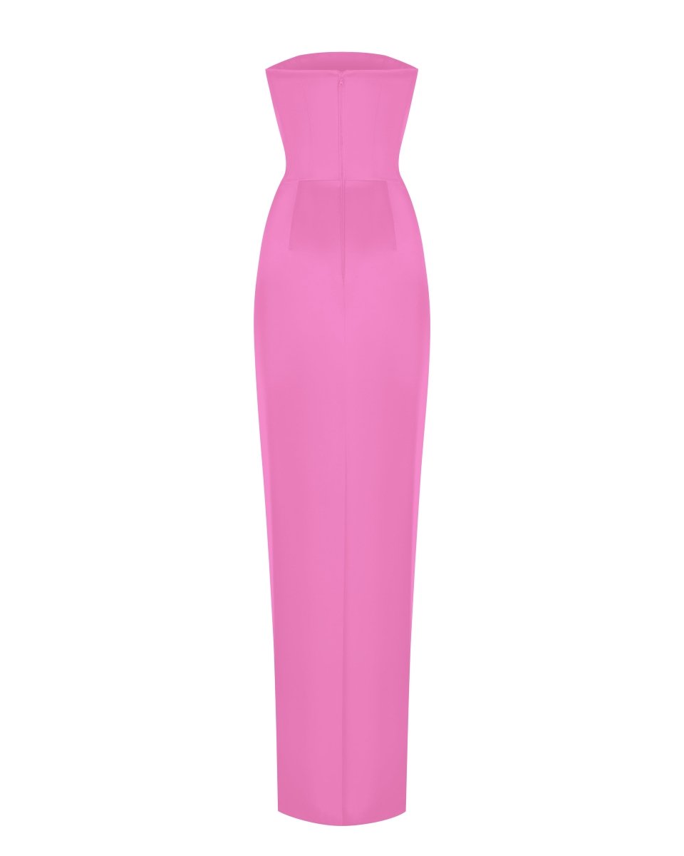 Satin Corset Maxi Dress with Lacing 34 (FR) / Pink Satin Corset Maxi Dress with Lacing 34 (FR) / Pink