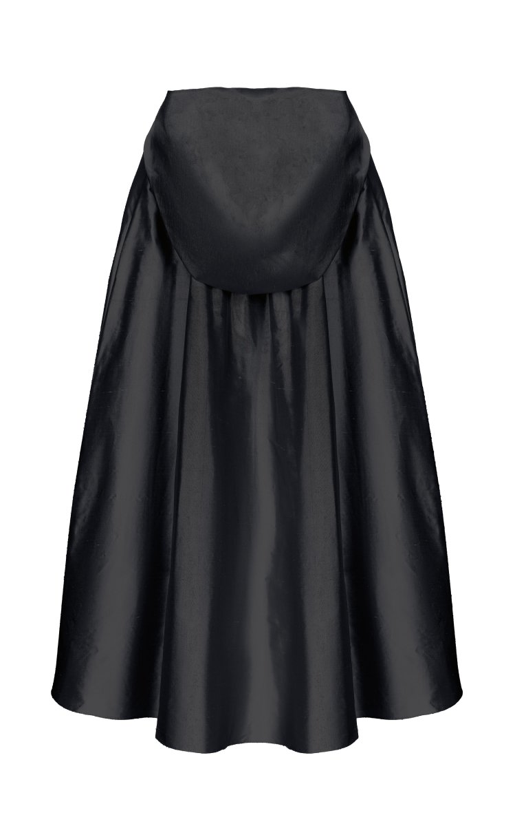 Hooded bow-embellished silk cape – Rasario