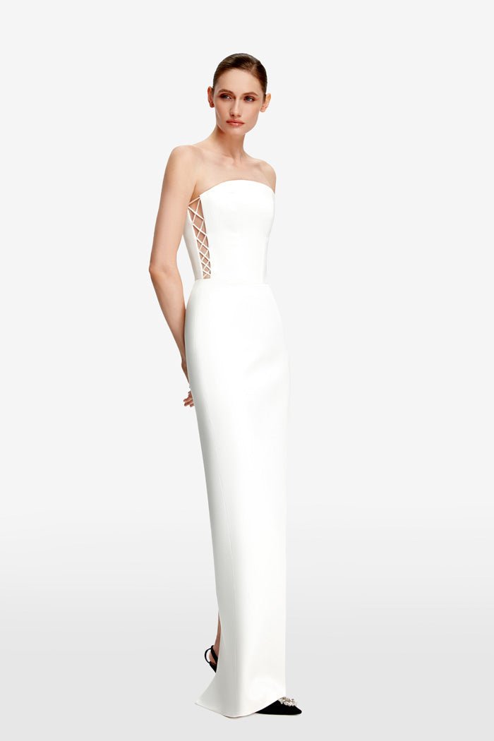 Satin Corset Maxi Dress with Lacing 34 (FR) / Pink Satin Corset Maxi Dress with Lacing 34 (FR) / Pink