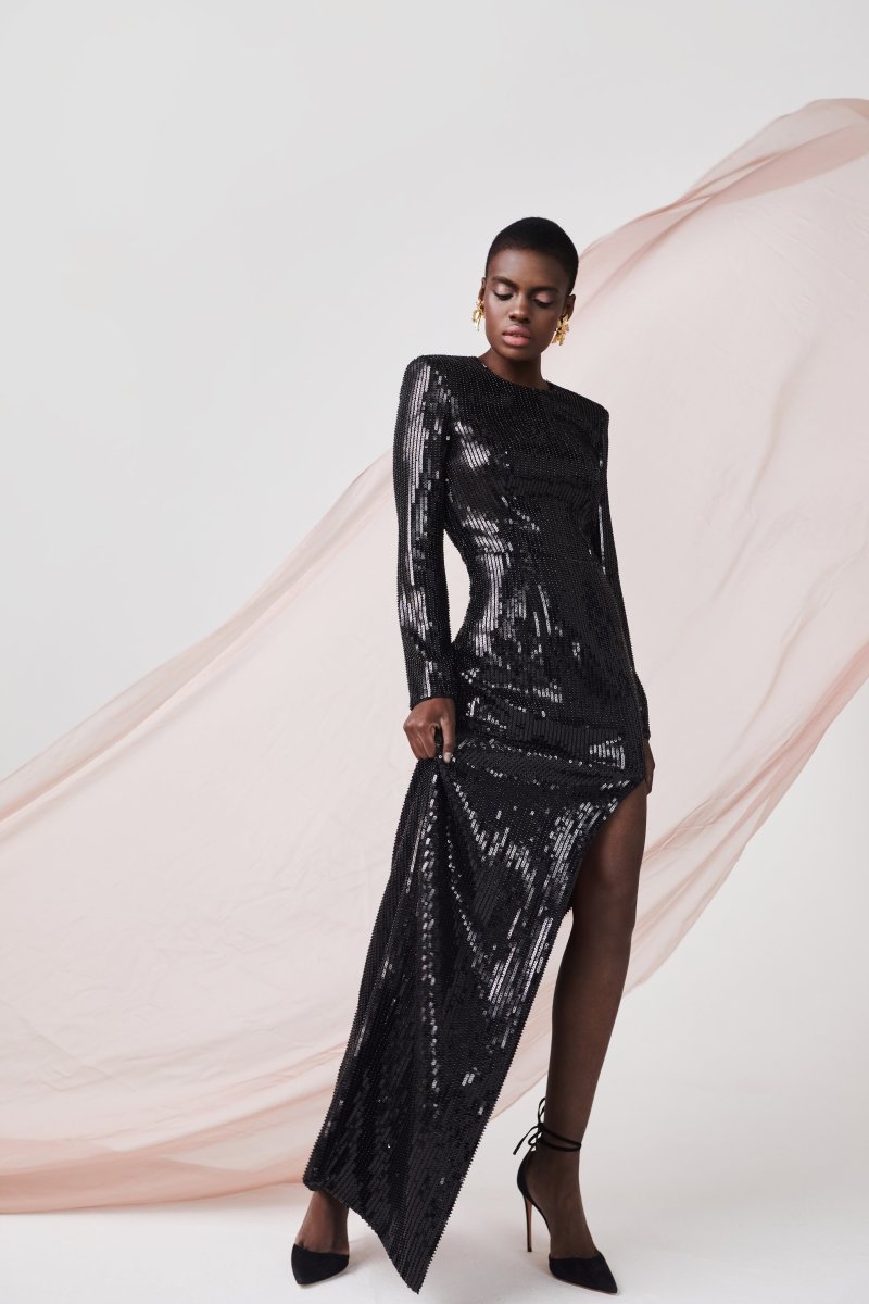 Open back sequined maxi dress – Rasario