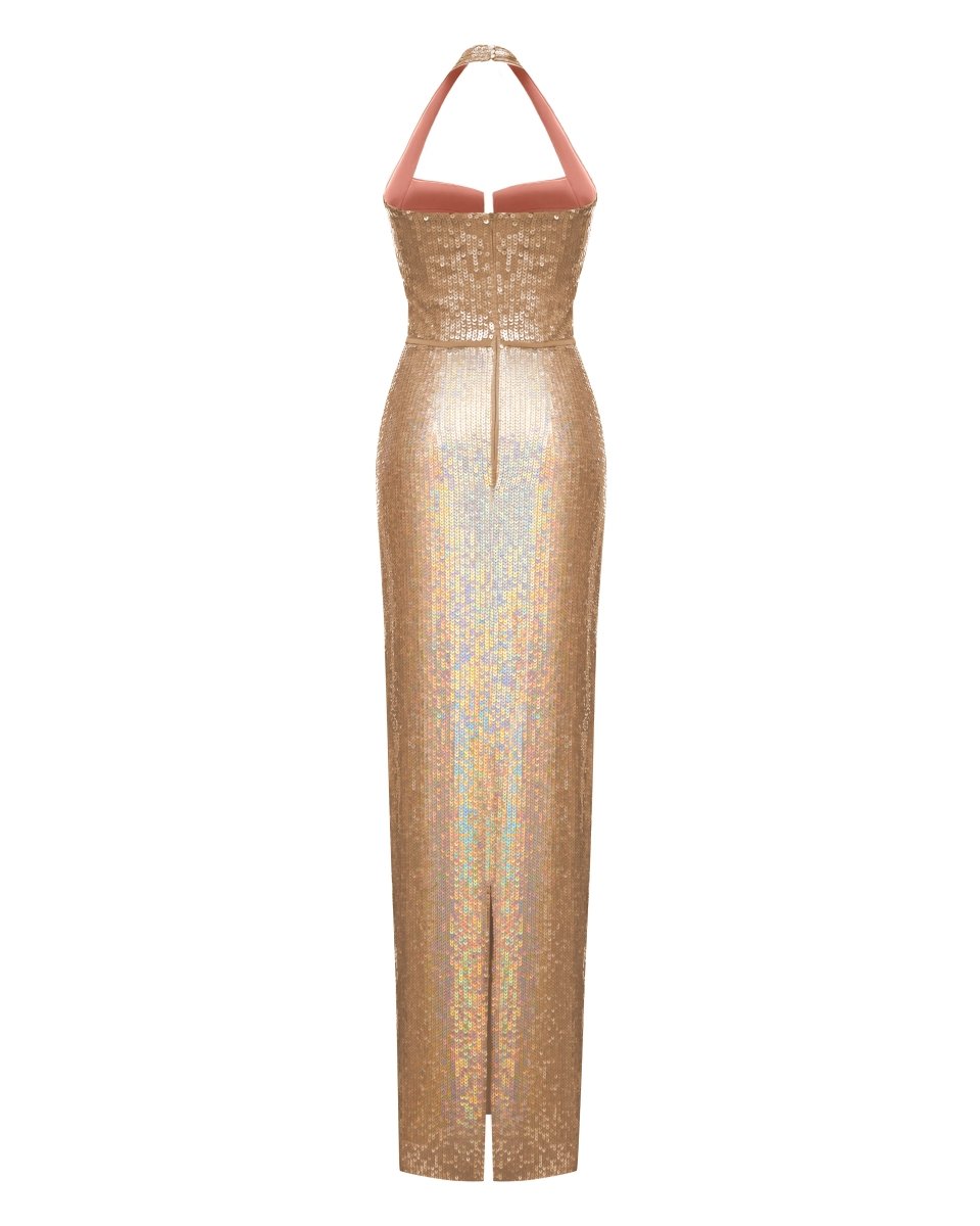 Sequined Maxi Dress with Cutout 46 (FR) / Beige Sequined Maxi Dress with Cutout 46 (FR) / Beige