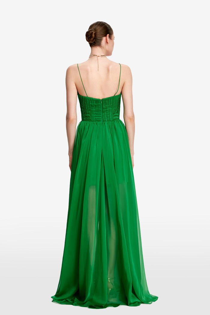 Draped cutout chiffon maxi dress powdery 9X010 – RASARIO
