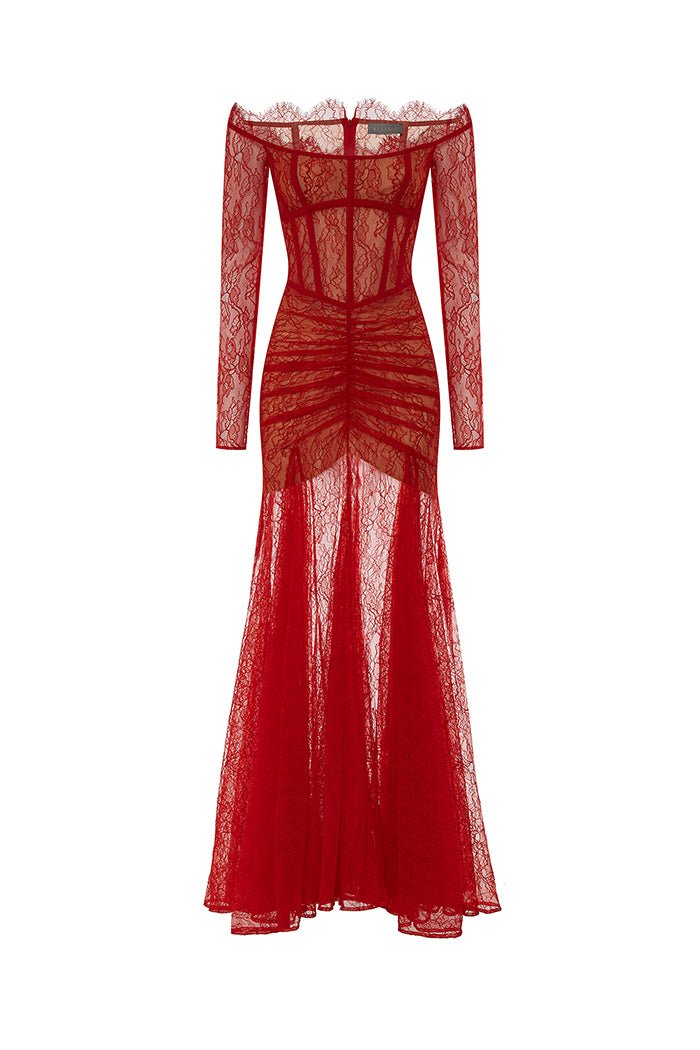 Сorset lace gown with a draped skirt – Rasario