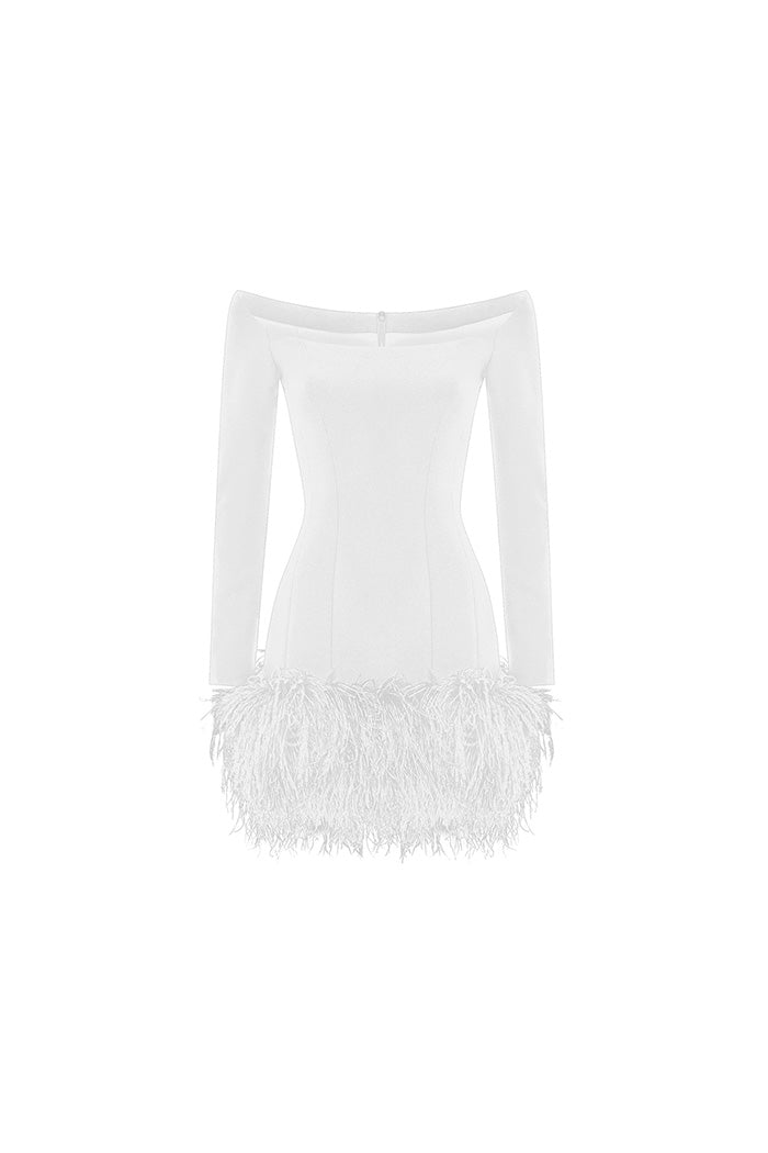 Сrepe mini dress with fringe – Rasario