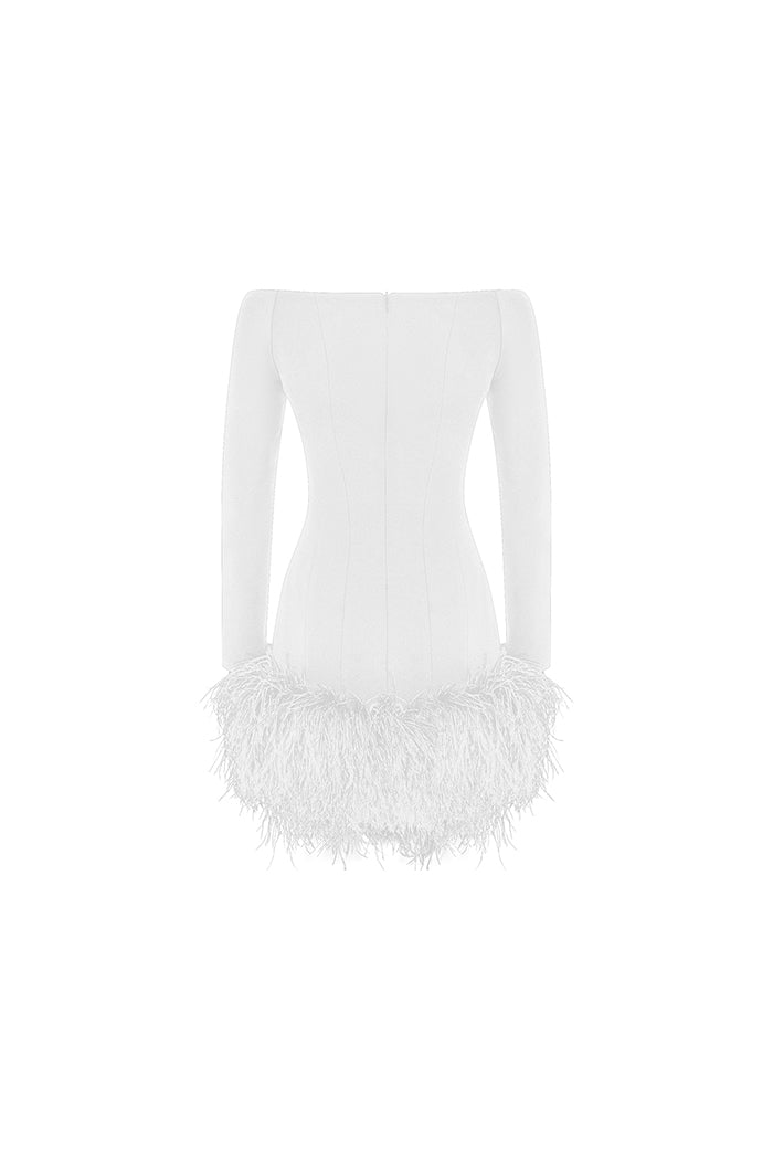 Сrepe mini dress with fringe – Rasario